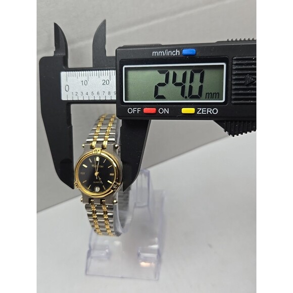 Valentino Womens Two Tone Quartz Watch Black Dial Date 24 mm 2432015 New Battery - Picture 5 of 10